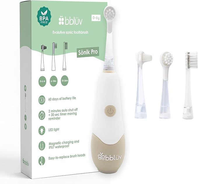 bblüv - Sönik Pro - 4 Stage Sonic Toothbrush for Babies, Infants, Toddlers, and Children - Rechargeable Electric Toothbrush with LED Light and 3 Smart Modes