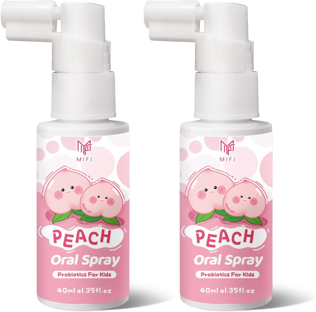 Kids Oral Spray - Probiotic Fruit Flavored Toothpaste Helper for Toddlers, Daily Fresh Breath, Gentle Oral Care Spray for Children (2Pack, Peach)