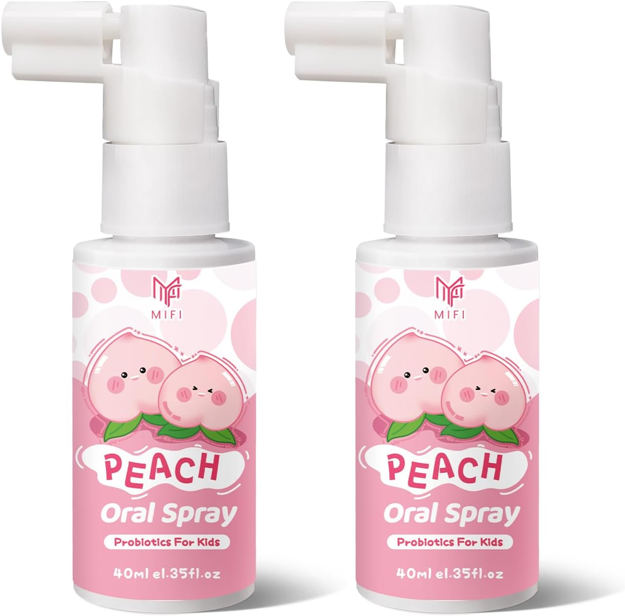 Kids Oral Spray - Probiotic Fruit Flavored Toothpaste Helper for Toddlers, Daily Fresh Breath, Gentle Oral Care Spray for Children (2Pack, Peach)