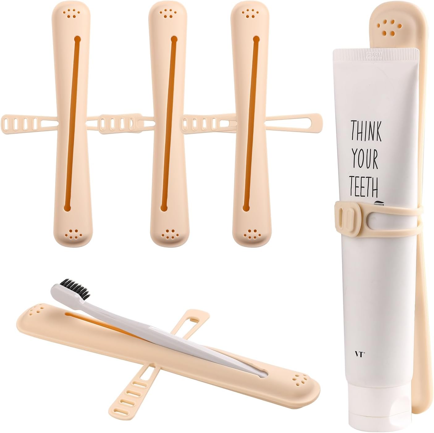 Travel Toothbrush Case, Portable Silicone Tooth Brush Holder with Toothpaste Storage, Compact Toothbrush Container for Traveling, Camping, Home, School, Business-Breathable & Hanging Design(Yellow)