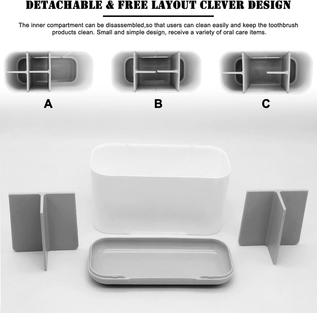 Toothbrush Holder with Anti-Slip,Plastic Detachable for Easy Cleaning Multi-Functional Storage,Large Electric Toothbrush and Toothpaste Organizer Caddy for Bathroom Vanity,Sink,Countertop (Grey)