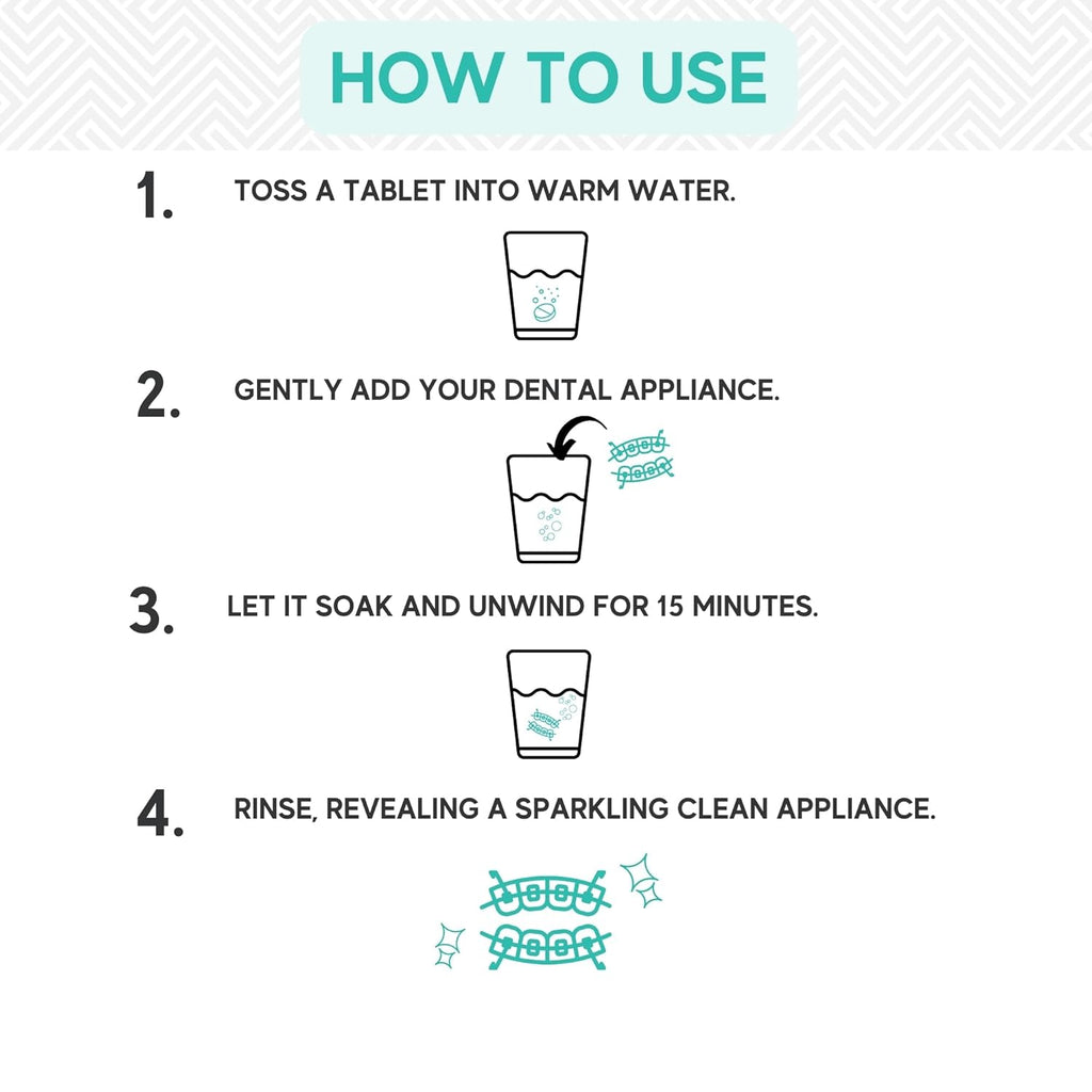 Retainer & Mouth Guard Cleaner Tablets - Mint Flavor Retainer Cleaner Tablets & Invisalign Cleaner -Denture Cleaning Tablets, Denture Cleaner, Aligners, Night Guard - Oral Dental Care FSA HSA Approved