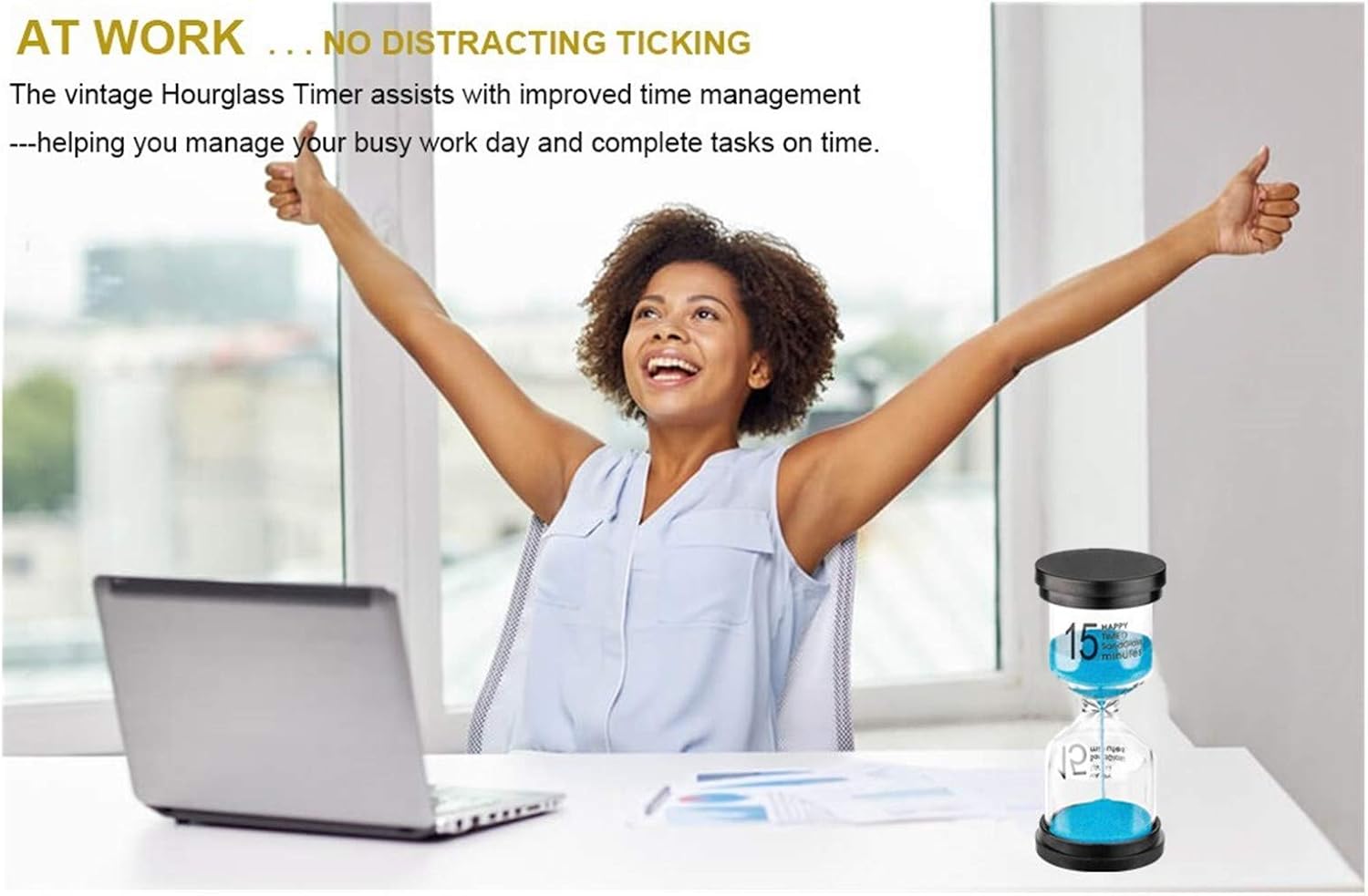 15 Minute Sand Hourglass Timer: Plastic Sand Clock 15 Min, Hour Glass Colorful Sandglass Timer for Kids, Games, Classroom, Kitchen, Decoration