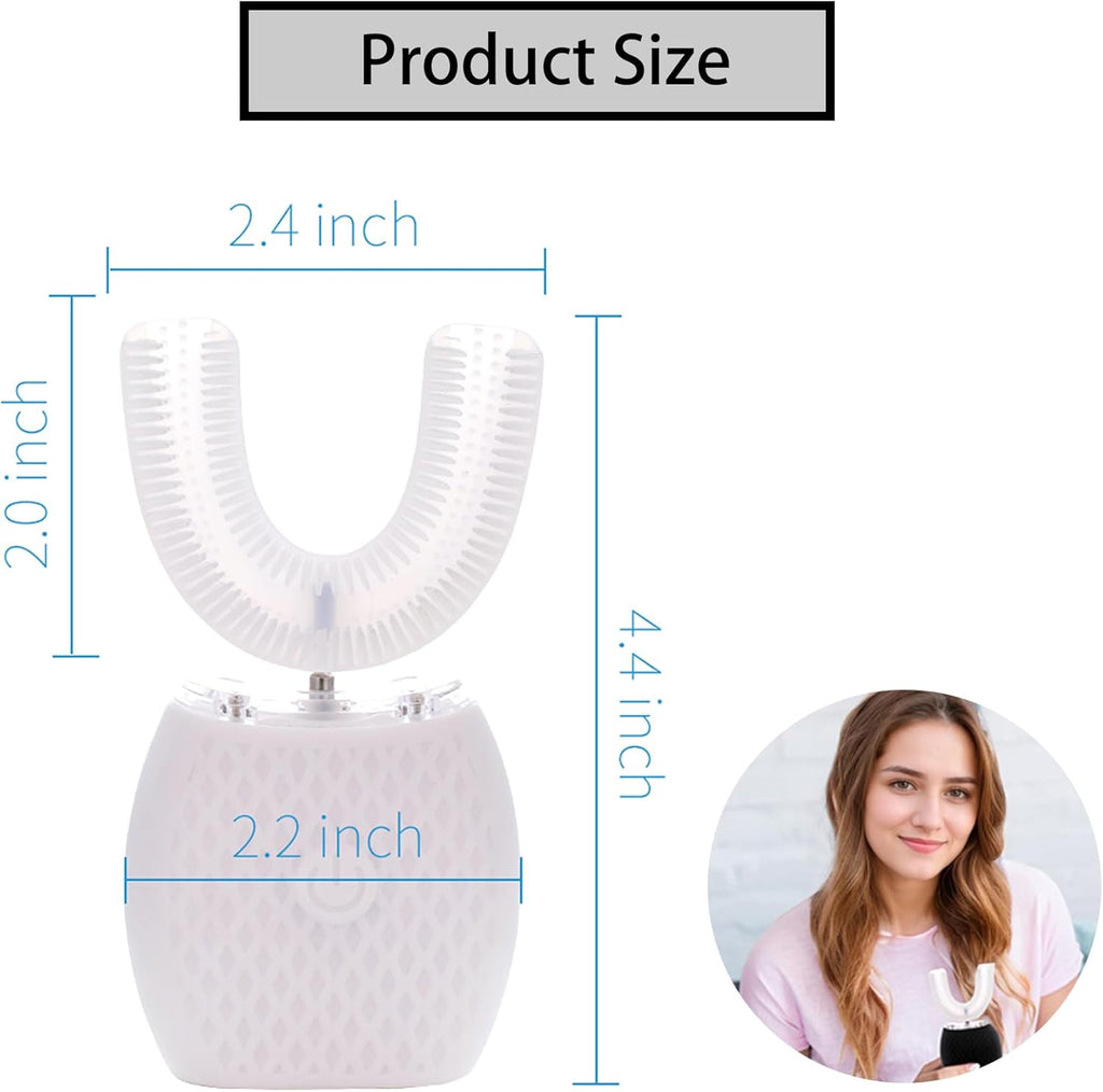 Automatic Toothbrush for Adults - Ultrasonic Electric Toothbrush 30s Timer, Soft Bristles, Wireless Charging Washable Portable for Travel & Home Use Dual-use (White, Adult)