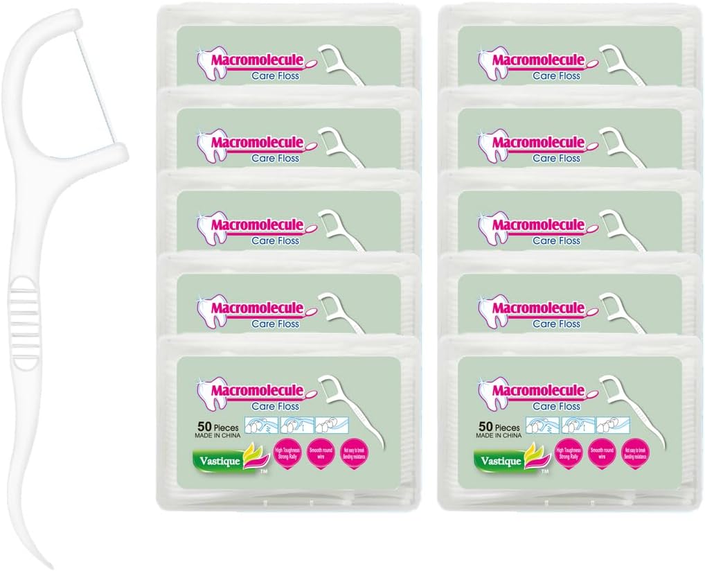 500 Pcs Dental Floss Picks, Thin Thread for Adults & Kids, Superior Oral Care, Dental Hygiene, Gum Health(50x10 Cases, 500 Total)