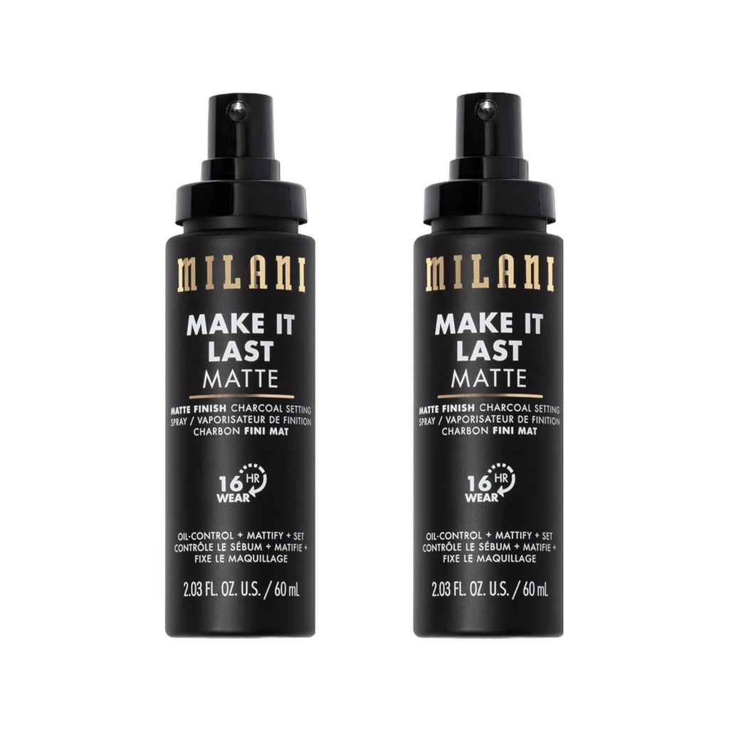 Milani Setting Spray + Primer, Make It Last Matte- Oil Absorbing Charcoal Formula to Control Shine, Matte Finish Setting Spray for Makeup and Primer for Oily Skin, Prime +Correct + Set - 2 Pack