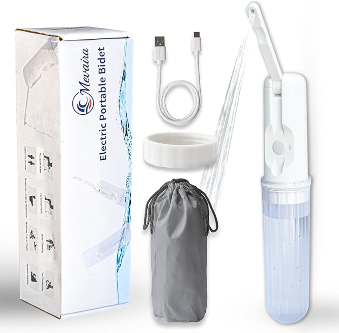 Portable Bidet for Travel – Electric Sprayer with 3 Pressure Modes, USB-C Fast Charging, LED Indicator, 180ml Tank & Waterproof Handheld, Bottle Adapter for Home, Travel and Postpartum Hygiene