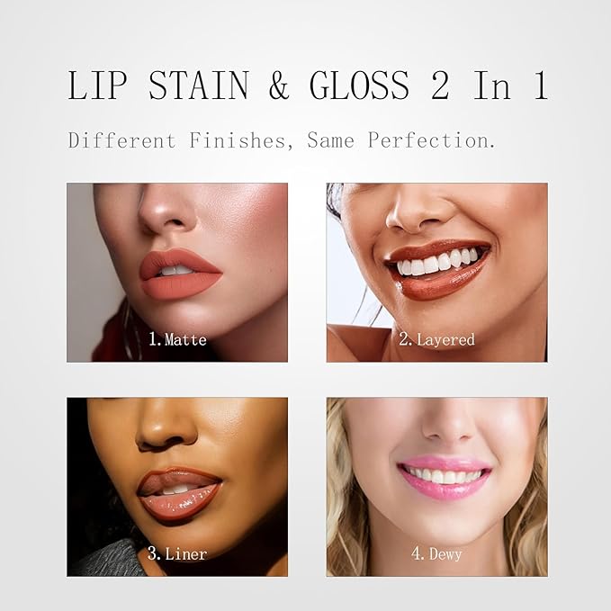 Lip Liner Stain - Lip Gloss, Dual-Ended Peel Off Lip Stains and Lipgloss 2-In-1, 1 Stick for Many Looks, Lipstain Long Lasting, Nude Pink