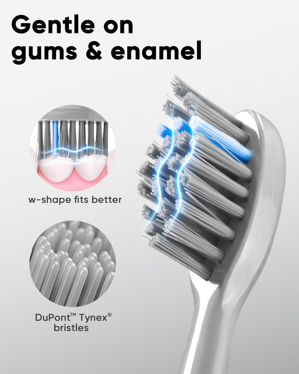 MySmile DY156 Electric Toothbrush for Adults, Rechargeable Sonic Battery Toothbrush Portable with 3 Brush Heads, 2 Mins 5 Modes Smart Timer, 45000VPM, One Charge for 60 Days – Gray