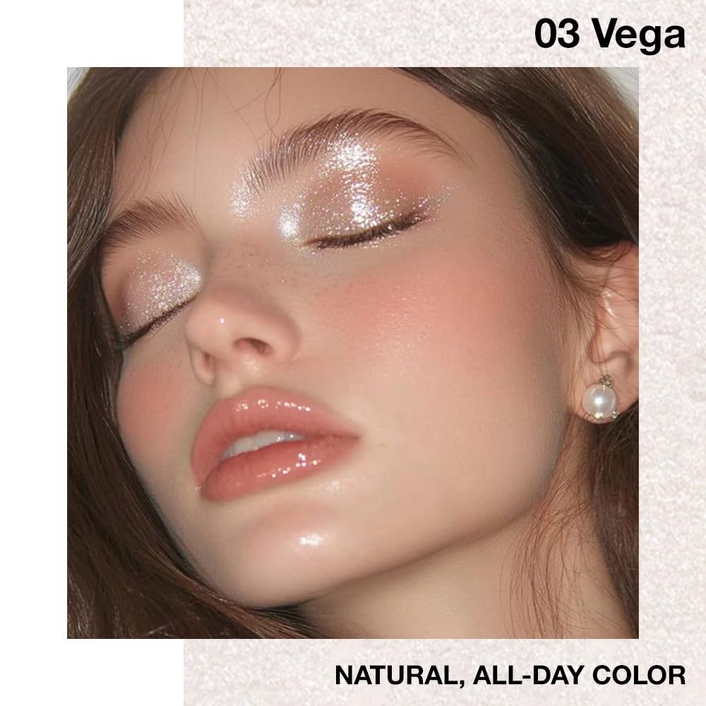 Single Cream Eyeshadow,Peach Pink Shimmer Eye shadow Pallette,Long Lasting Glitter Eyeshadow,Soft Shimmer Eye Makeup,Vegan & Cruelty-Free Mini Eye shadow for Brown Blue Green Eyes. 03#