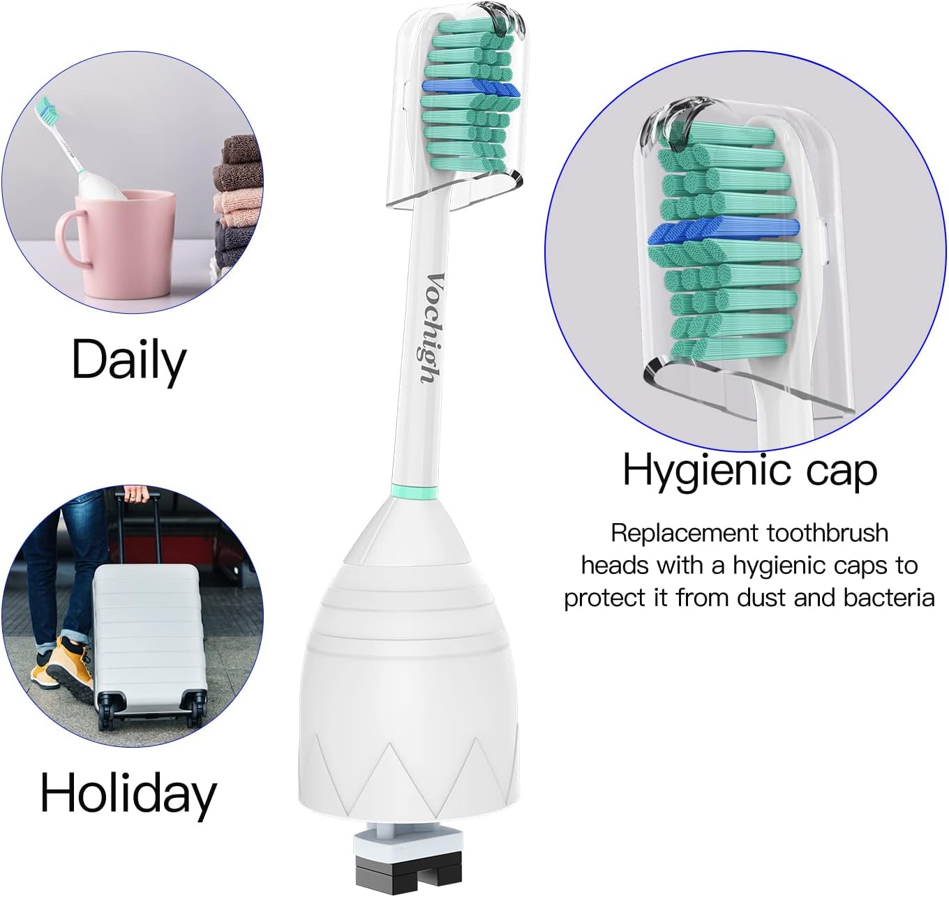 Replacement Toothbrush Heads Compatible with Philips-Sonicare: fits e-Series HX7022 CleanCare & Xtreme Screw-on Electric Brush Handles, 6 Pack