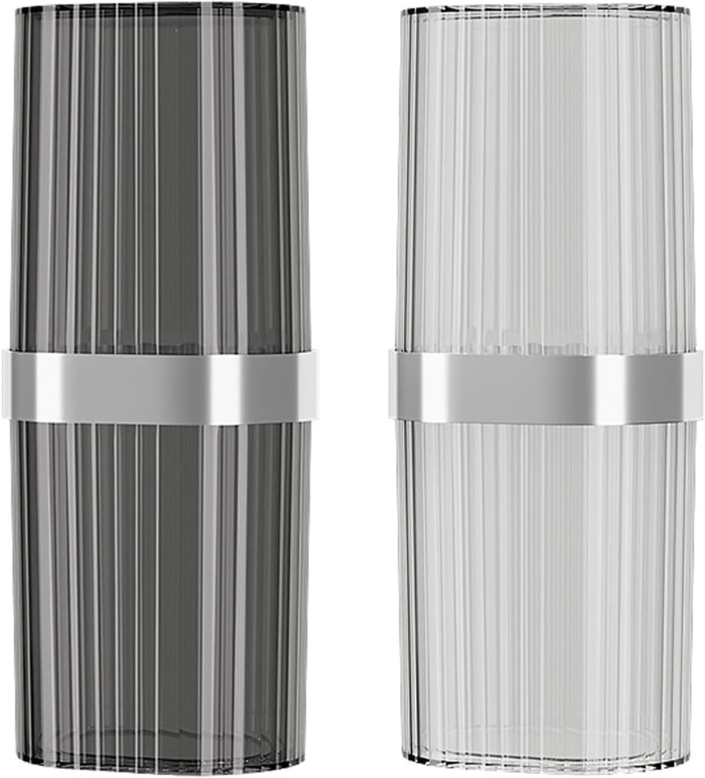 Travel Toothbrush Cup Case, Toothbrush Travel Container Portable Travel Toothbrush Holder Toothpaste Storage for School Camping Business Trip Bathroom (White,Grey)