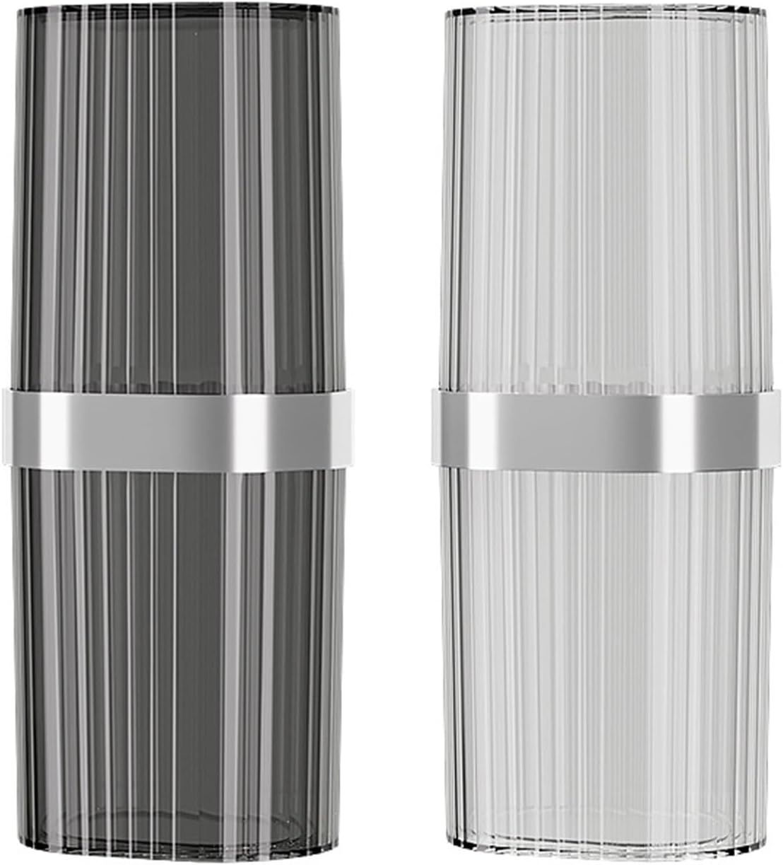 Travel Toothbrush Cup Case, Toothbrush Travel Container Portable Travel Toothbrush Holder Toothpaste Storage for School Camping Business Trip Bathroom (White,Grey)