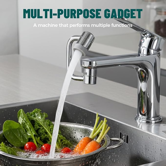 1440° Rotatable Faucet Aerator Extension, 2026 New U Shaped Robotic Arm Universal Faucet, 1080° Rotating Multifunctional Faucet Extender for Bathroom Sink Kitchen (1)