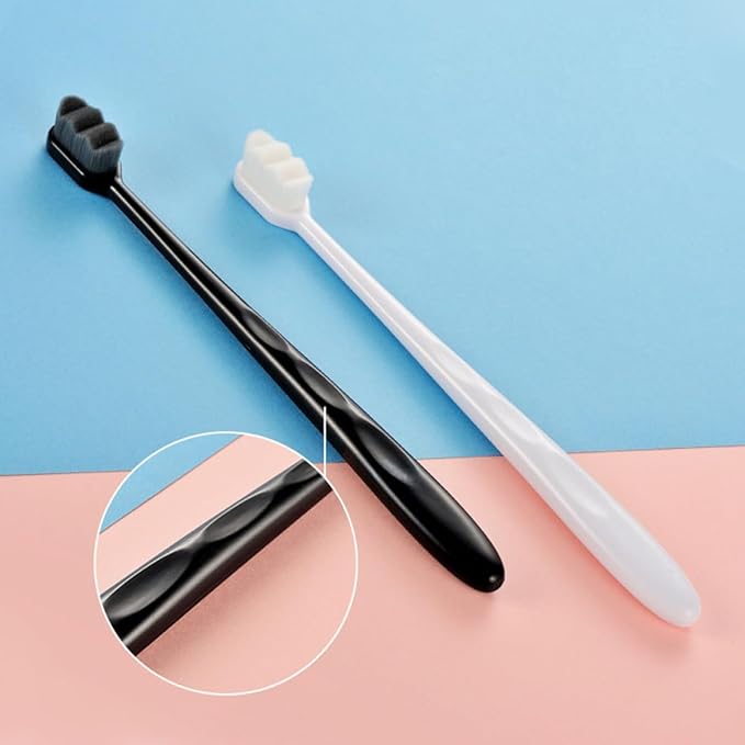 4PCS Soft Micro-Nano Toothbrushes for Adults with Ultra-fine Bristles Ergonomic Non-Slip Handle Deep Cleaning Tooth Enamel Protection Household Oral Care Black White