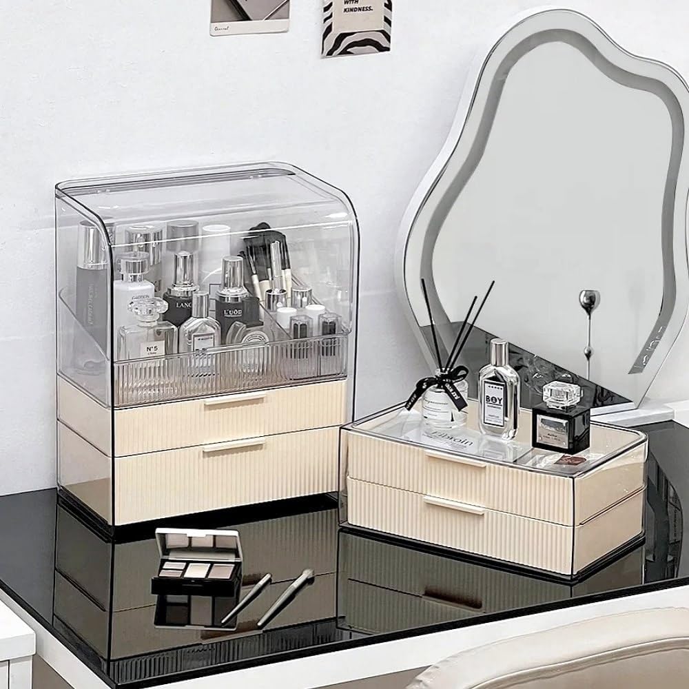Makeup Storage Organizer Box Large Cosmetic Display Cases Dustproof and Waterproof Cosmetic Organizer Countertop Skincare Organizer