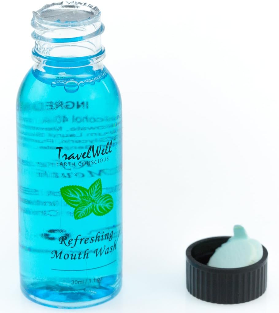 Travel Well Individually Wrapped Mouthwash Bottles - Cruise Essentials & Hotel Mouthwash - Travel Essentials & Toiletry Case Friendly - Long-Lasting Mint & Alcohol-Free - 1 Fl Oz, Pack of 288