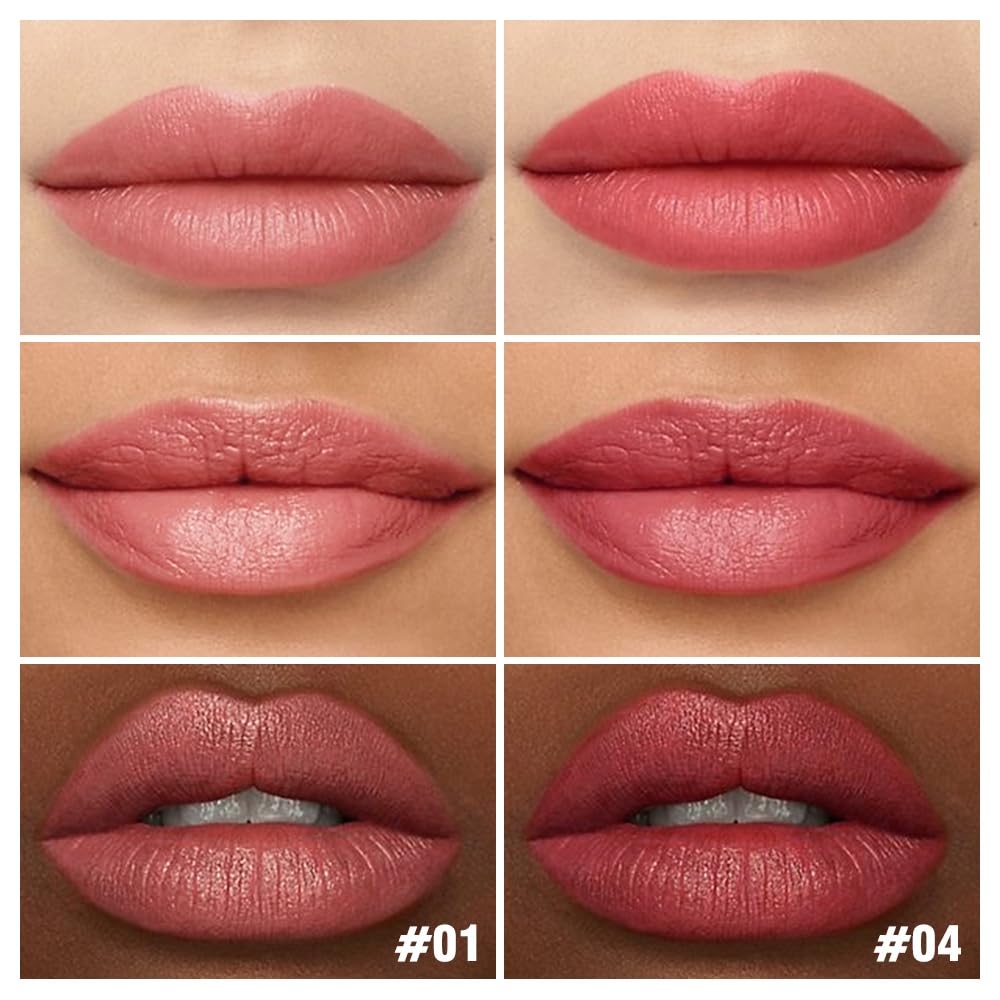 2Pcs Matte Lipstick Crayon Set for Women, 24 Hour Rose Pink Ruby Red Lipstick Lip Liner Pencil Long Lasting Waterproof Smudge Proof, Neutral lip liner marker Easy Application Full Coverage