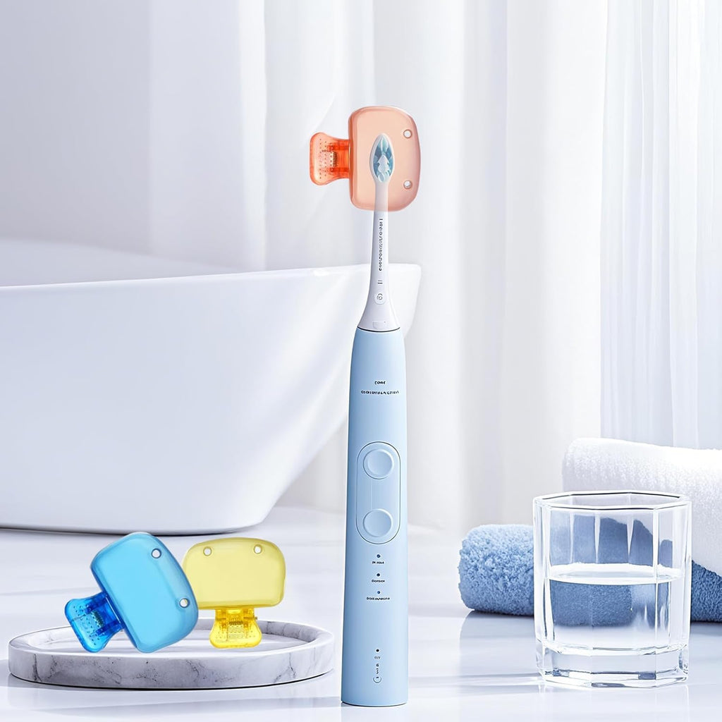 Zoyiancy 10pcs Toothbrush Cover, Toothbrush Protector Case, Travel Tooth Brush Head Pod Case, Toothbrush Cap Plastic Clip for Household Bathroom School (Pink, Orange, Yellow, Blue, Green)