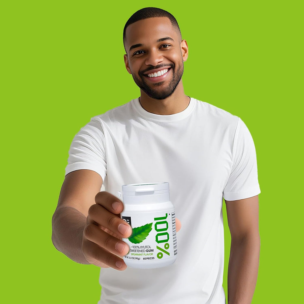 DC24 DAILY CARE 100% Xylitol Gum, No Aspartame, Sugar Free Chewing Gum, Natural Spearmint Flavor, Gluten Free, Vegan, 60 Pieces, Pack of 2