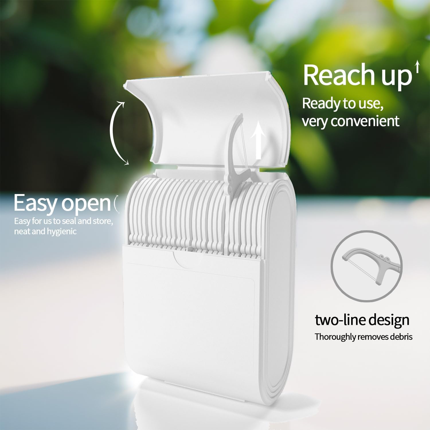 Portable Dental Floss Picks Case 2 Box，52 Count Flosser a Box – Travel Dental Hygiene Kit with Floss Stick and Toothpick Cases -White，Mint Flavored, Twin Line Design.