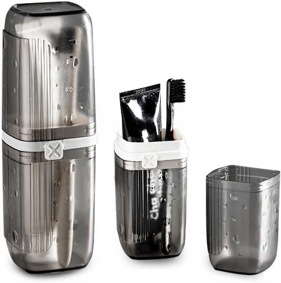 Toothbrush Travel Case - Portable Travel Toothbrush Holder, Toothbrush and Toothpaste Travel case - Large Tooth Brush Cover for Travel, Ideal for Trip, Dorm, Camping, Hiking and Bathroom (Black)