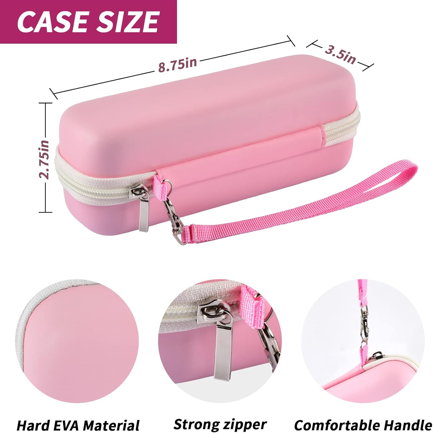 Toothbrush Travel Case Compatible with Oral-B Pro 1000, 2000, 3000, 3500, 1500/ for Philips Sonicare ProtectiveClean 4100 5100 Electric Toothbrush with Mesh Pocket for Accessories - Pink (Bag Only)