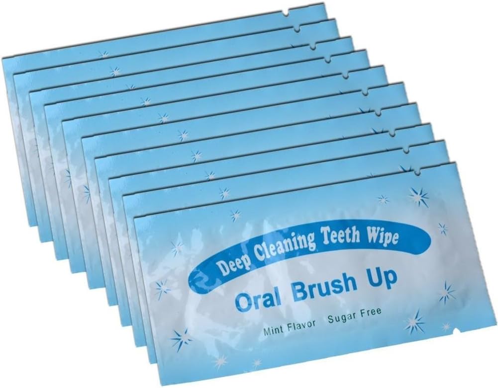 100 PCS Deep Cleaning Finger Toothbrush Teeth Cleaning Whitening Wipes for Oral Brush Ups Mint Flavor