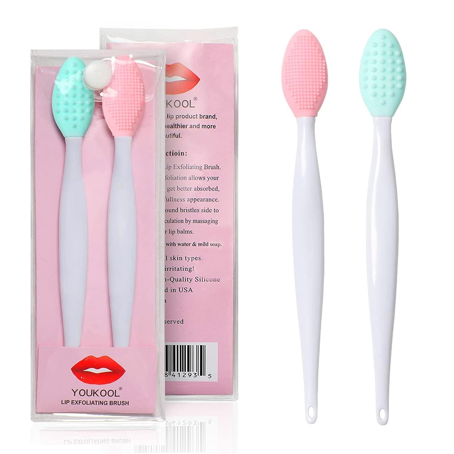 Lip Scrub Brush,Lip Scrubber Exfoliator,Double-Sided Silicone Lip Exfoliating Tool,Gentle Lip Exfoliator Scrubber Brush for Smooth,Soft,Bright,and Healthy Lips(2 PCS)