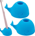 Whale Toothbrush Holder Set, Silicone Compact Stand, Toothbrush Organizer for Bathroom and Sink, Cute Portable Toothbrush Protector for Home & Travel (2Pcs, Blue)