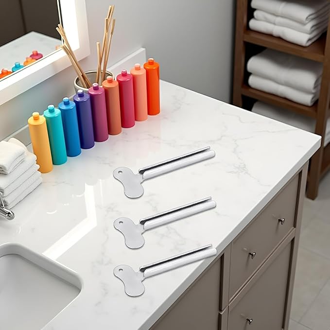 3 Pcs Silver Metal Tube Squeezer Keys, Tube Toothpaste Squeezer Keys Metal Hair Dye Color Key Roller Dispenser Tools, Daily Living Tube Squeezing Aids