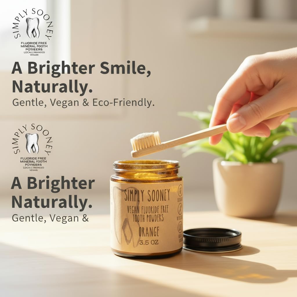 Simply Sooney Remineralizing Vegan Fluoride Free Tooth Powder Peppermint Formula I Glass Jar I Stronger Teeth I Fresh Breath I with Xylitol I Organic Ingredients