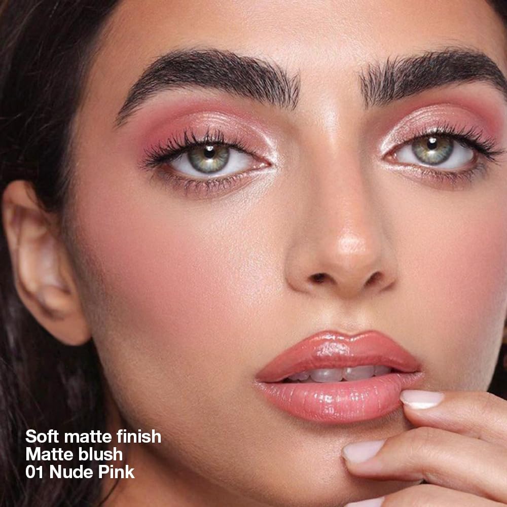 Single Soft Rose Pink Matte Powder Blush Palette Face Makeup, Blush for Looks Younger Cheeks, Monochrome Cream Blushes Lightweight Long Lasting, Blush for Women All Skin Tones Paleta de, 01