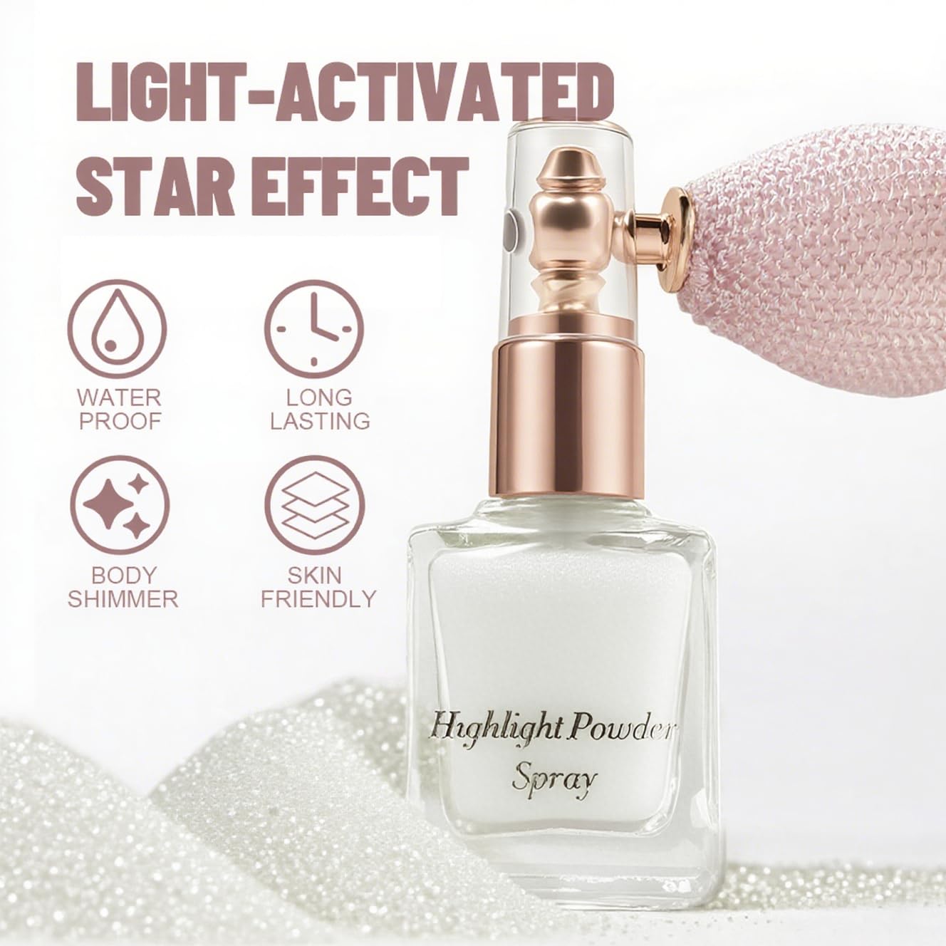 Pearl White Highlighter Spray, Professional Shiny Glitter Spray for Eyeshadow Face and Body Luminizers, Loose Shimmer Powder Makeup Mist for Women Kid Rave Outfits Festival Accessories
