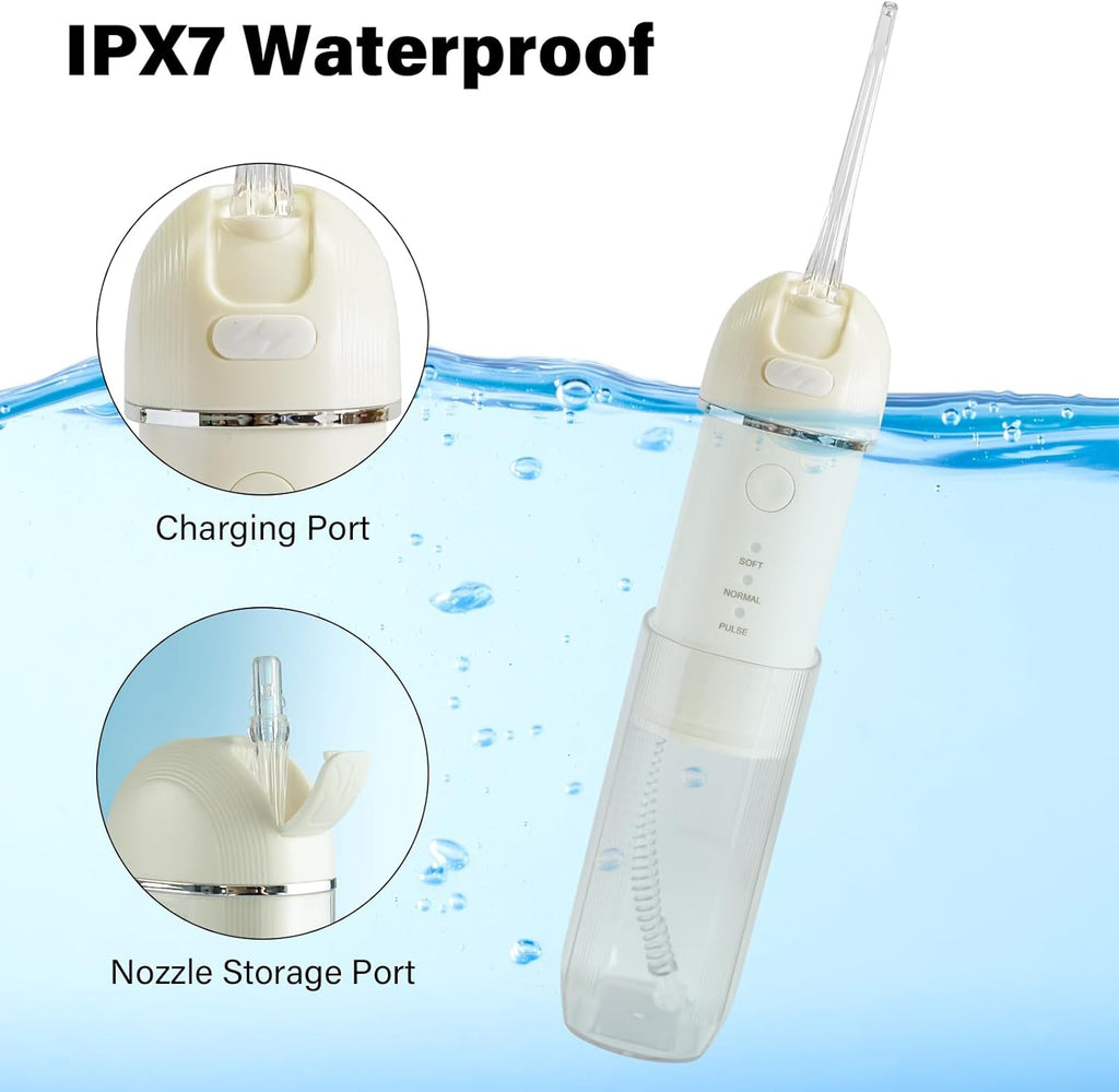 Portable Water Flosser for Teeth 2 Pack, Cordless & Portable Collapsible Oral Irrigator Water Teeth Cleaner Pick for Home Travel Use,3 Modes & IPX7 Waterproof Rechargeable Water Flosser Dental Pick