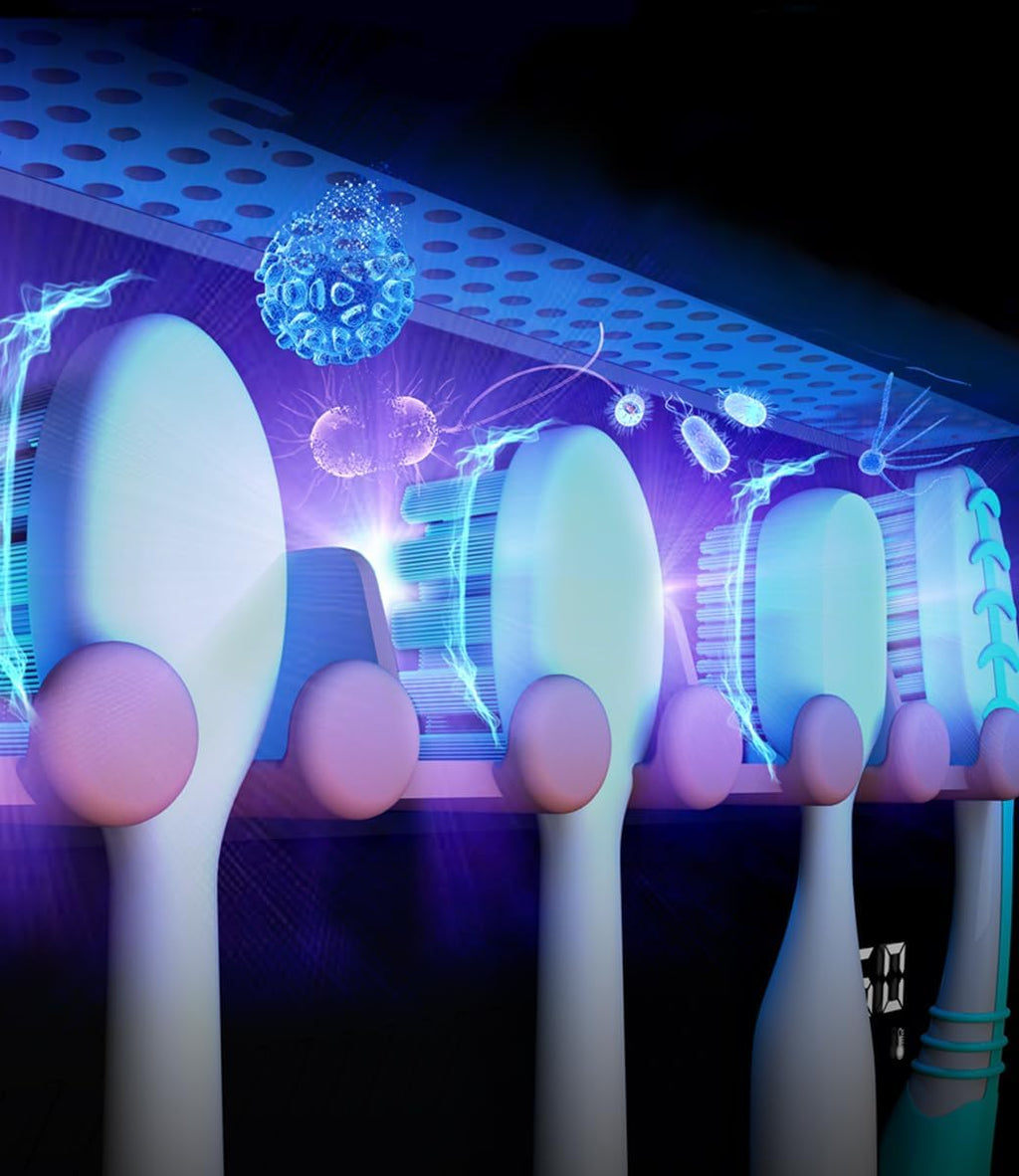 StarWin UV Toothbrush Dryer Holder, Heating Plate and Fan Drying Function, Rechargeable and Timing Tooth Brush Holder Wall-Mounted for Bathroom, No Drilling, 4 Slots