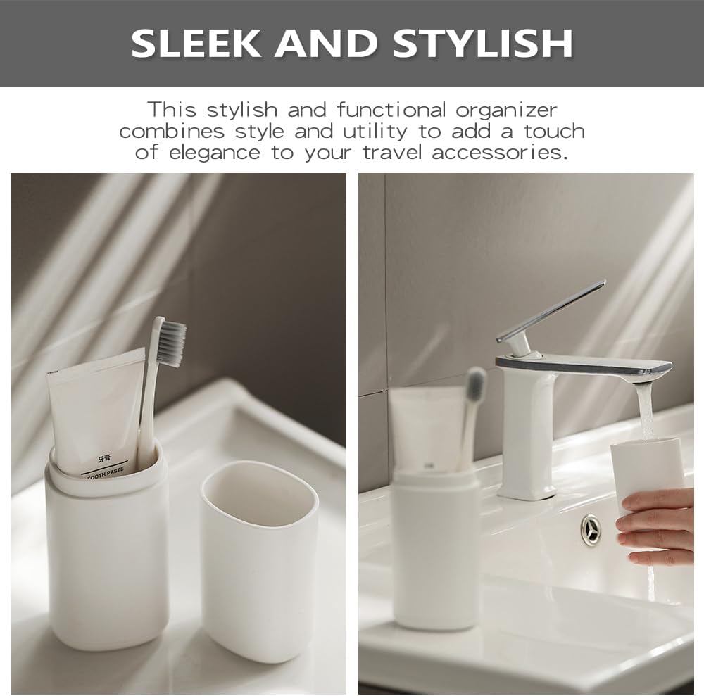 Toothbrush Travel Case, Portable Tooth Brush Holder and Toothpaste Cover, Plastic Travel Toothbrush Cup with Cover, Compact Storage Container for School Camping Business Trip Bathroom (Gray)