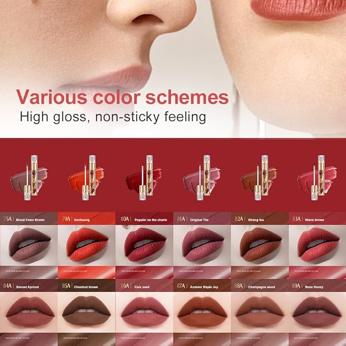 Matte Velvet Lip Stain, Lightweight Long-Lasting LipTint, Waterproof Non-Sticky Lip Color, Transfer-Proof Smudge-Proof Lip Stain,CloudLike Soft Blurring Texture with Misty Velvet Finish Blood Plum-75A