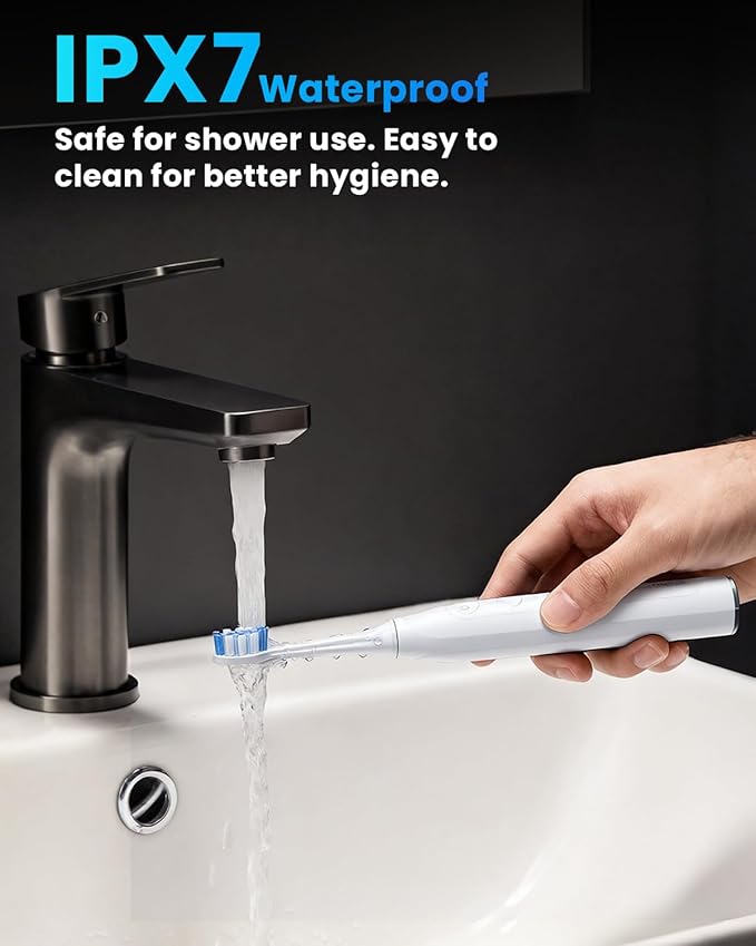 Onlyone Sonic Electric Toothbrush for Adults, Rechargeable Ultrasonic Electric Toothbrush with 8 Brush Heads, Travel Case, Charging Base & Wireless Charging - 5 Modes with Smart Timer