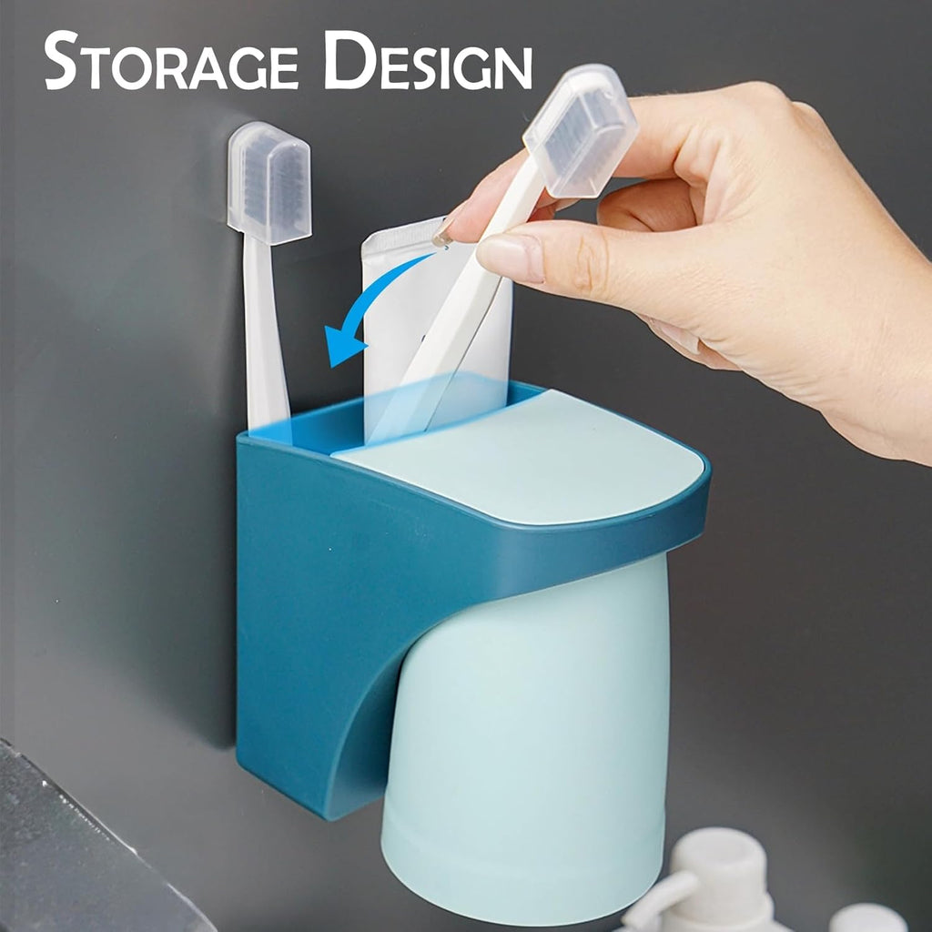 Magnetic Cup Toothbrush Holder for Bathroom,Wall Mounted Drill-Free Electric Toothbrushes Storage Organizer Space Saving, for Waterpik Oral-B, Family Father Mother and Son/Daughter (Rosepink)