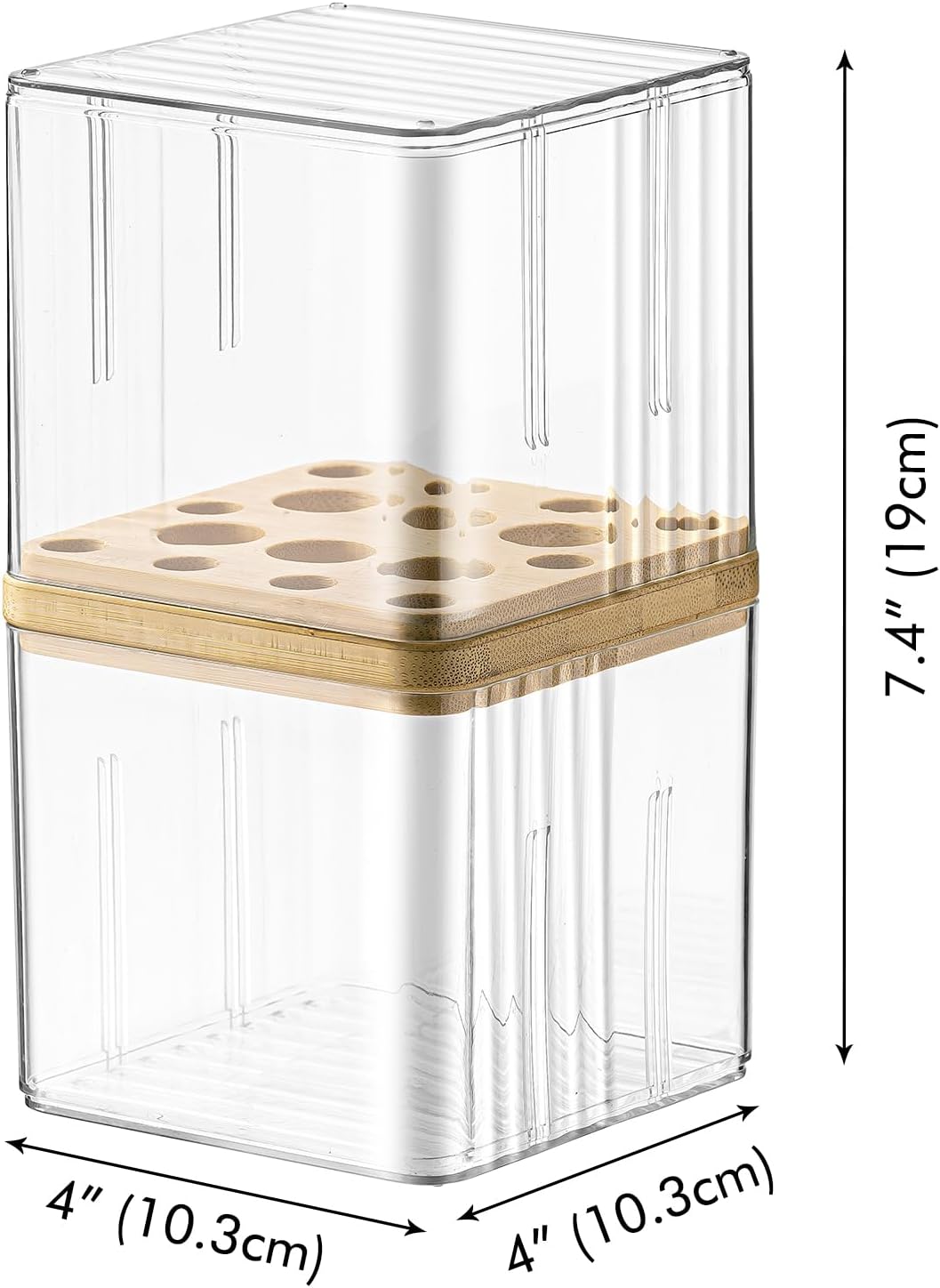 Poeland Makeup Brush Holder, Cosmetic Brush Organizer with 16 Holes and Lid, Makeup Holder for Makeup Brush