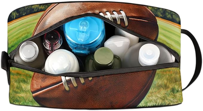 Rugby Ball Boys Travel Toiletry Bag Waterproof Wash Bag Shower Shaving Bag Cosmetic Organizer Makeup Bag Portable Toiletries Accessories for Women Men Rugby