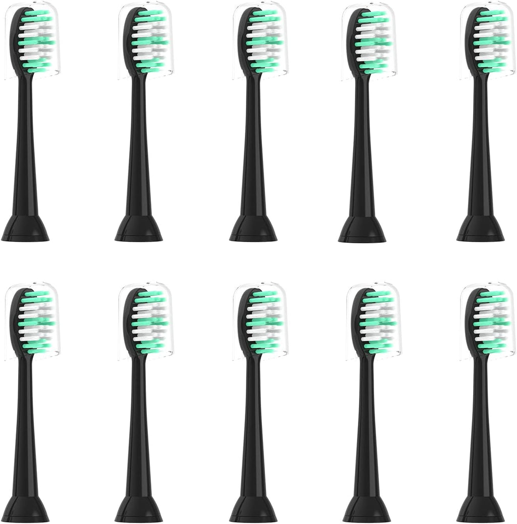 Replacement Toothbrush Heads 10 Pack Compatible with AquaSonic Black Series for Vibe Series Black Series pro, and for Duo Series pro Electric Toothbrush,Soft Balck
