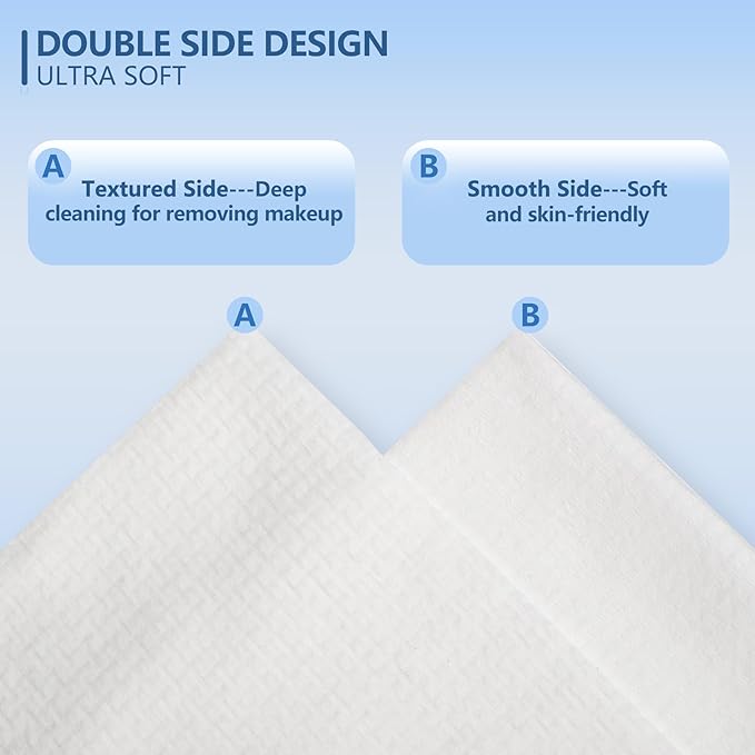 Disposable Face Towels Travel, 12"×12" Extra Large Face Towelettes, Ultra Soft Facial Towels for Sensitive Skin, Makeup Remover Dry Wipes, 40 Count (2 Packs of 20)