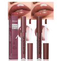 2Pcs Brown Nourishing Lip plumper Gloss, Long Wear Hydration Mini Liquid Lipstick Makeup, Moisturizing High Shine Lip Glow Oil Fresh Lightweight Glossy Plumping Lip Gloss for Women (01+04)