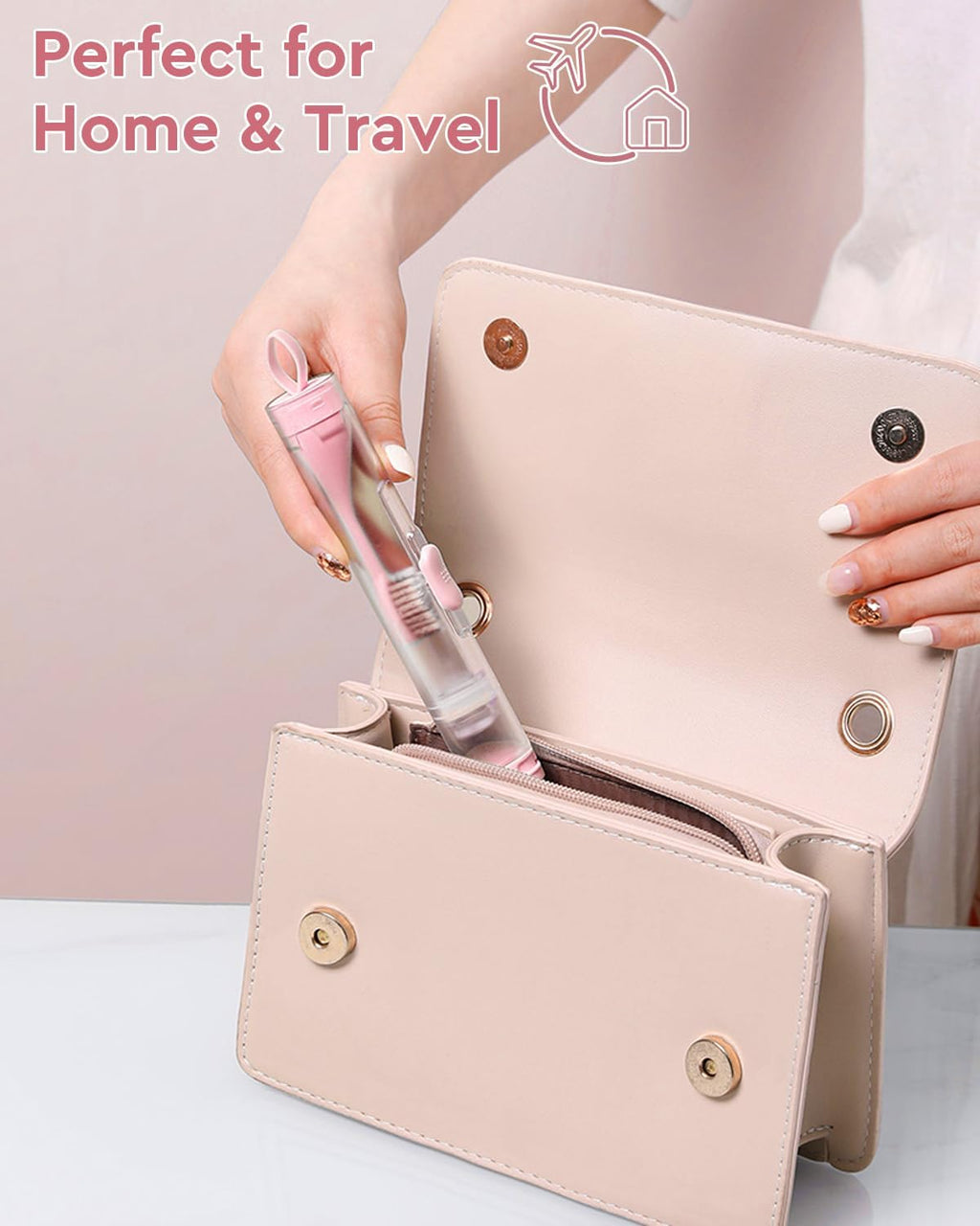 2 Pcs Travel Toothbrush Kit Fold Built-in Toothbrushes Set, Soft Bristles for Travel Camping School Business Trip Essential (Blue, Pink)