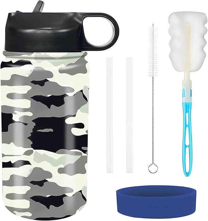 rickyh style Kids Water Bottle with Straw Lid Insulated Stainless Steel Reusable Tumbler Gifts for School, Toddlers, Girls, Boys 14oz