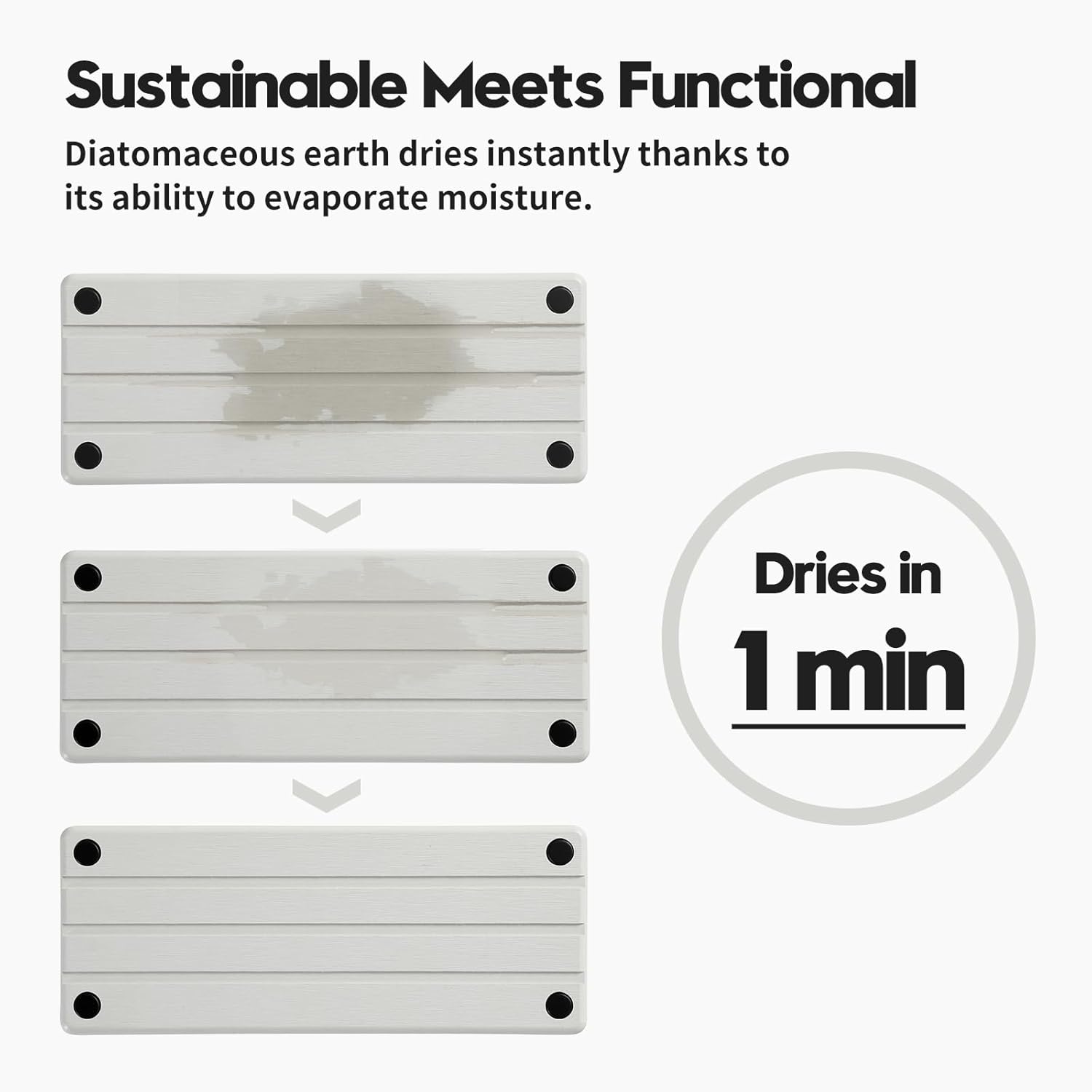 2 Pack Fast Drying Water Absorbing Diatomite Stone Mat Tray for Kitchen & Bathroom Counter - Instant Dry Sink Caddy Organizer - Vanity Holder for Soap and Sponge – White 10" x 4"