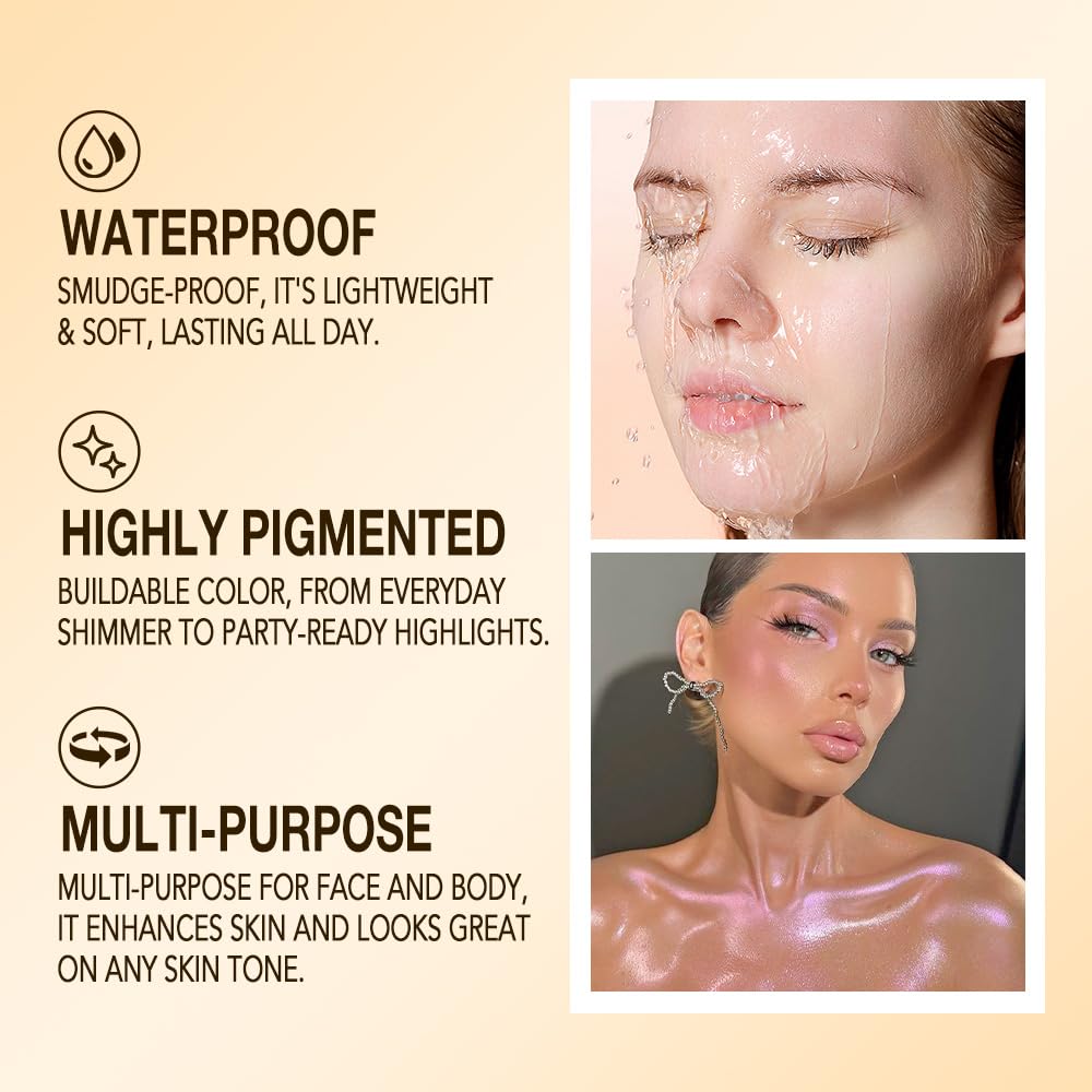 Pearl Pink Shimmer Glitter Highlighter Highlight Makeup Contour Powder,Glitter Face Illuminator Highlighter, Illuminator Make Up (Pearlescent Pink)