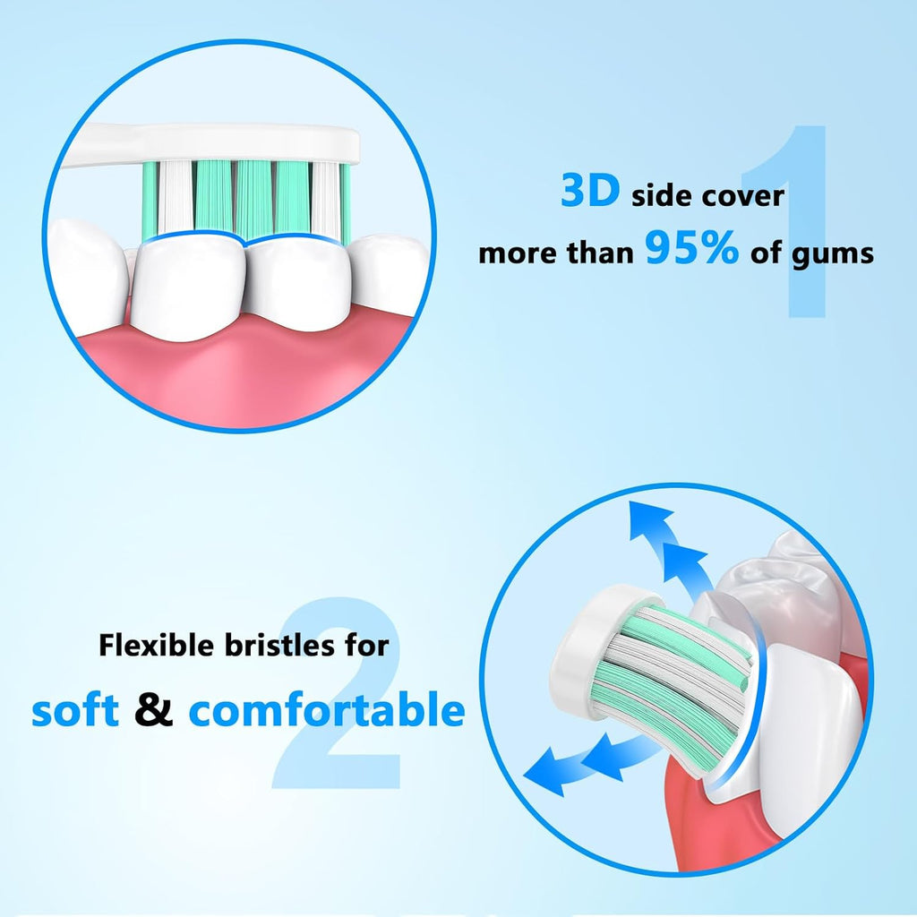 Replacement Toothbrush Heads for Philips Sonicare Electric Toothbrush Snap-on Handle: Medium Softness Bristles, 10 Brush Heads Refill, White